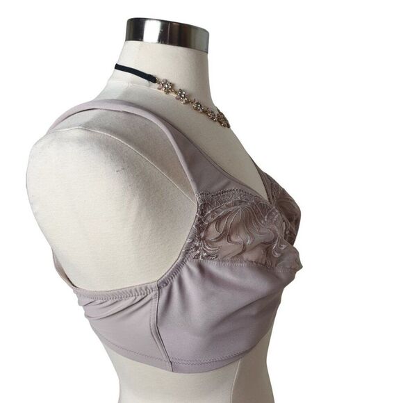 Glamorise Plus 42C Bra Magic Lift Embroidered Full Figure Wireless Bra 42C - Picture 5 of 12